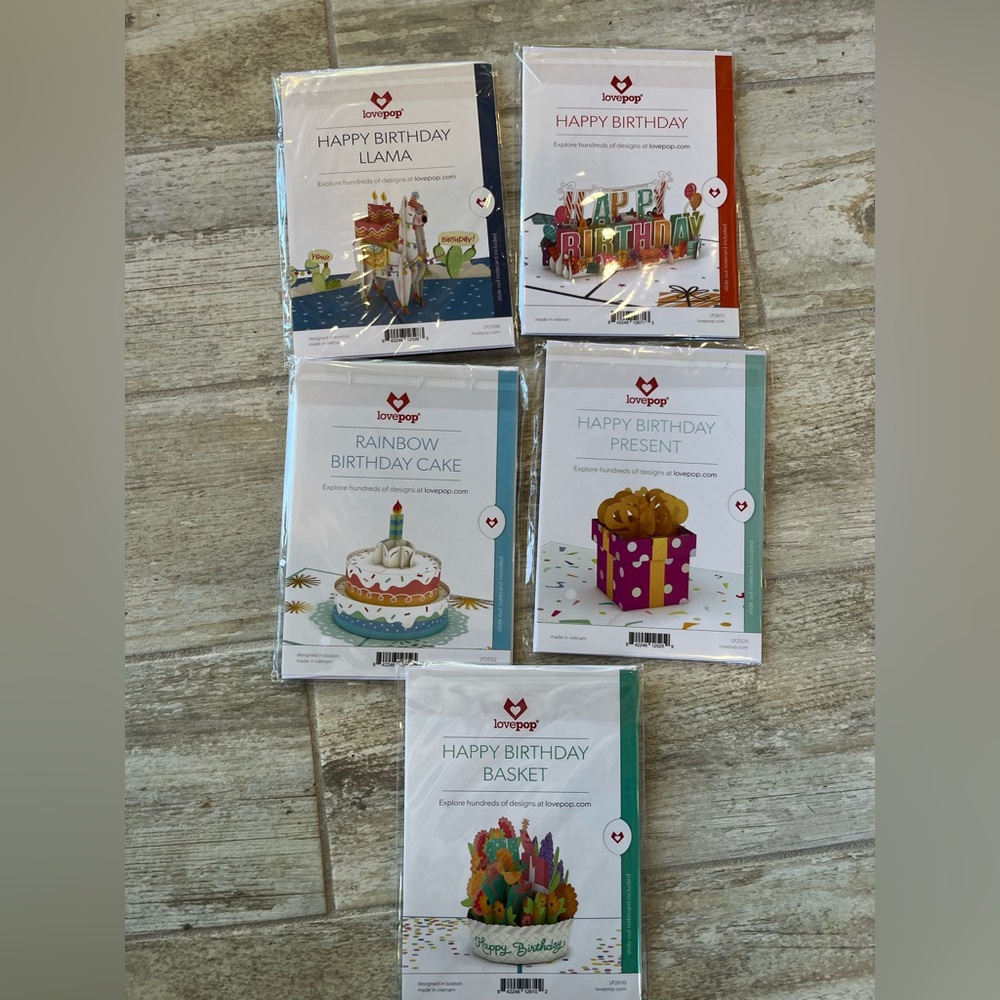 Set of 5 Lovepop Birthday cards